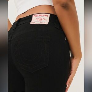 True Religion Halle Mid Rise Super Skinny Black Jeans